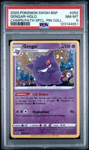 Gengar Holo 052/073 Champion's Path Special Pin Collection Pokemon PSA 8 *851
