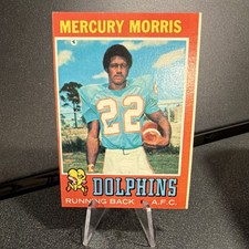 1971 Topps Mercury Morris Rookie Miami Dolphins Football Card #91. rookie card picture