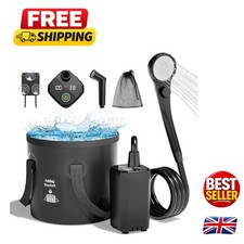 Upgraded Outdoor Shower Kit with Smart Display, 5 Gal Bucket & Easy Carry Hook
