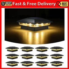 Solar Post Cap Light Outdoor Waterproof 12pack,Solar Fence - Post Lights for ...