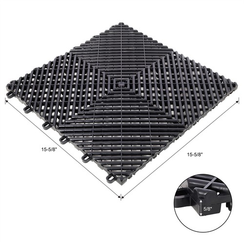 25pcs 15.6x15.6" Plastic Interlocking Modular Garage Flooring Tile Drainage Tile - Afbeelding 23 van 29