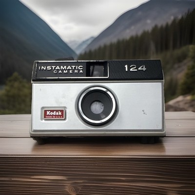 Kodak Instamatic 124 Series Point & Shoot 126mm Fixed Focus Camera Silver/Black