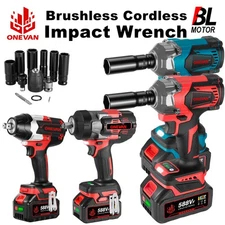 Cordless Impact Wrench 1/2" Brushless Impact Driver Gun W/ LED Light & Battery