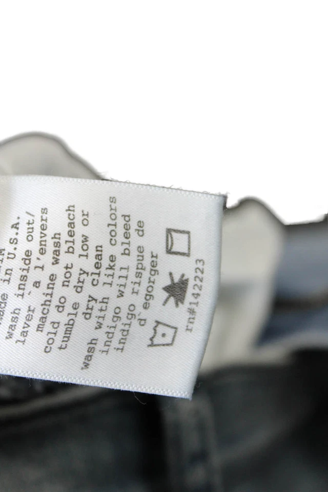 Pantalones de mezclilla McGuire para mujer de algodón de cinco bolsillos tiro medio ajustados azules talla 26 Foto 4 de 4