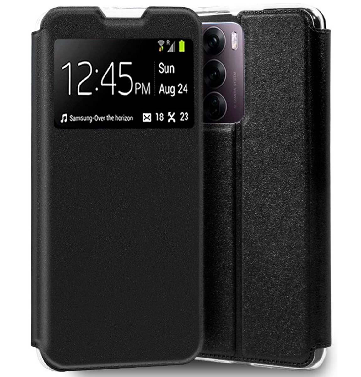 Cover Libro Supporto Con Finestra per Oppo Reno 12 Pro 5G Colore Nera