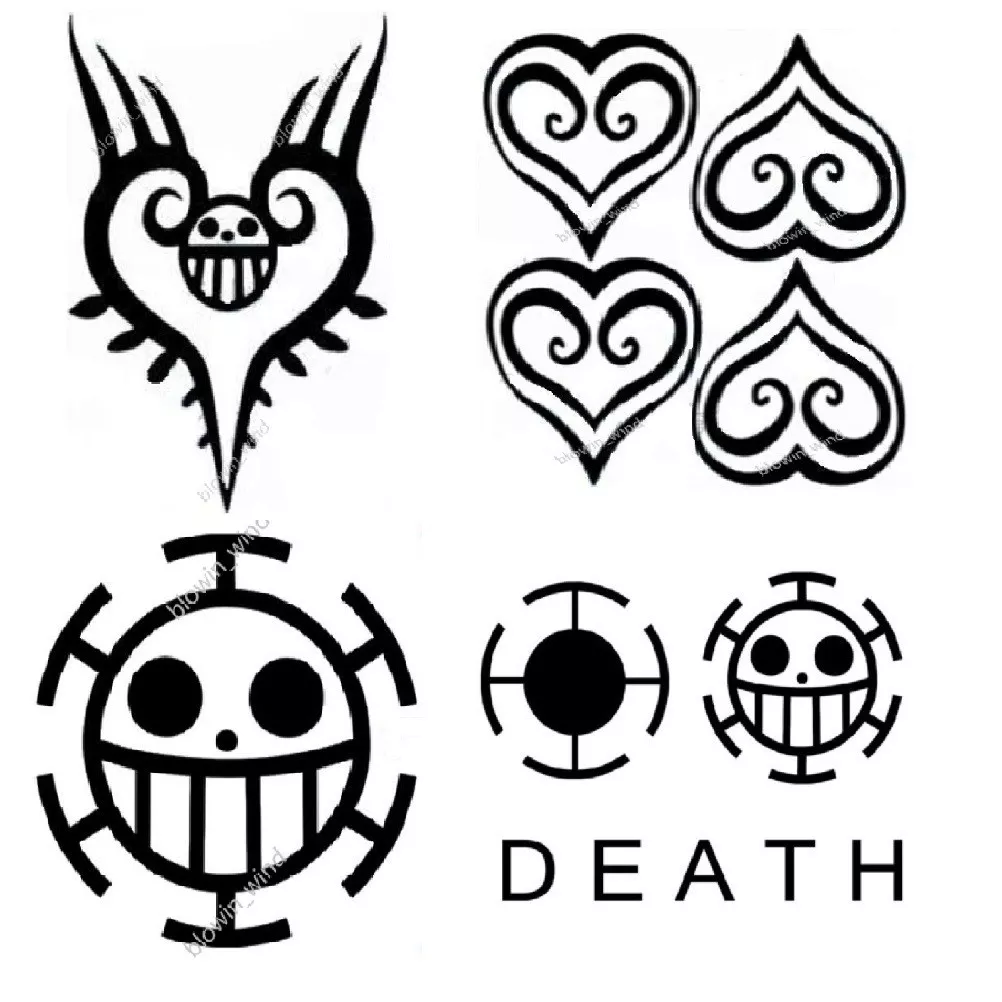  4pcs/set Trafalgar Law Tattoo Anime Cosplay Heart Temporary  Tattoos Costume Accessories Sticker : Beauty & Personal Care