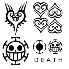 Cosplay Costume Temporary Tattoo Sticker One Piece Trafalgar Law Chest Back Arm