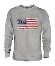 STARS AND STRIPES DISTRESSED FLAG UNISEX SWEATER TOP USA UNITED STATES AMERICA