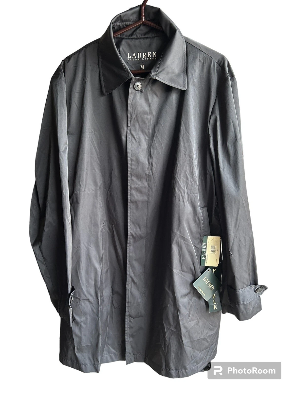NEW Lauren Ralph Lauren Black Packable Parka Raincoat Men’s Size Medium $125