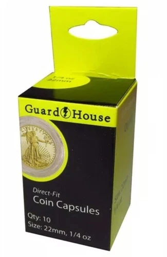 10 Pack Guardhouse 22mm 1/4 oz Gold Eagle Round Direct Fit Coin Capsules holders