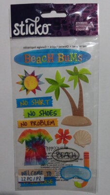 Sticko Beach Bums Scrapbook Glitter Stickers 