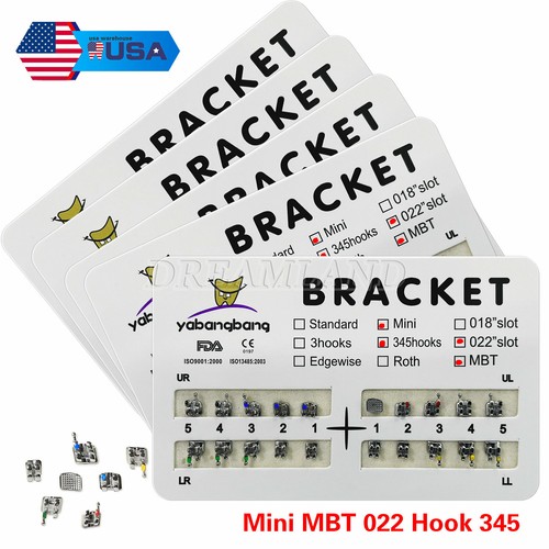 USA Dental Orthodontic Metal Bracket Braces Mini MBT 022 Slot with 345 Hooks 1# - Picture 5 of 22