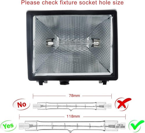 R7S 150W 230W 300W 118mm Fluter Sicherheitslampe Linear Halogen Ersatz - Bild 8 von 8