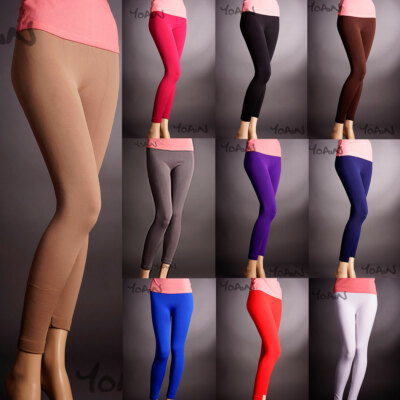 10pc~2pc Wholesale Bulk Women's Basic Fleece Solid Colors Winter Leggings  - Main Image