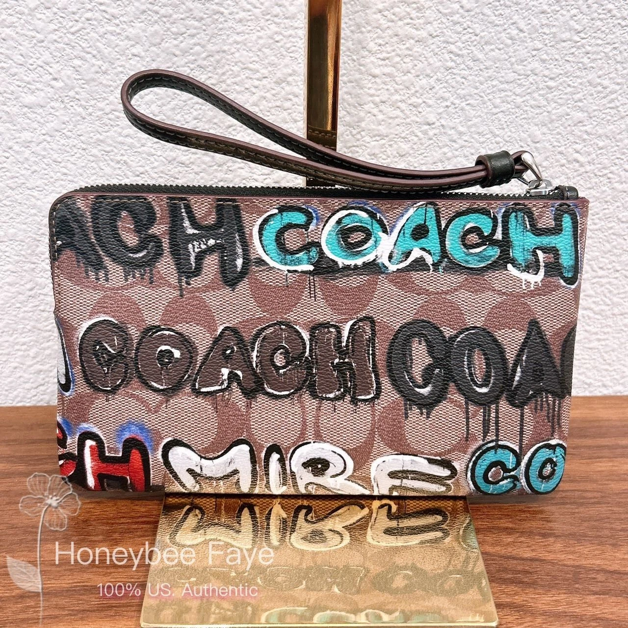 Polso nuovo con etichette Coach X nuovo di zecca + Serf grande cerniera ad angolo in tela firmata CM673