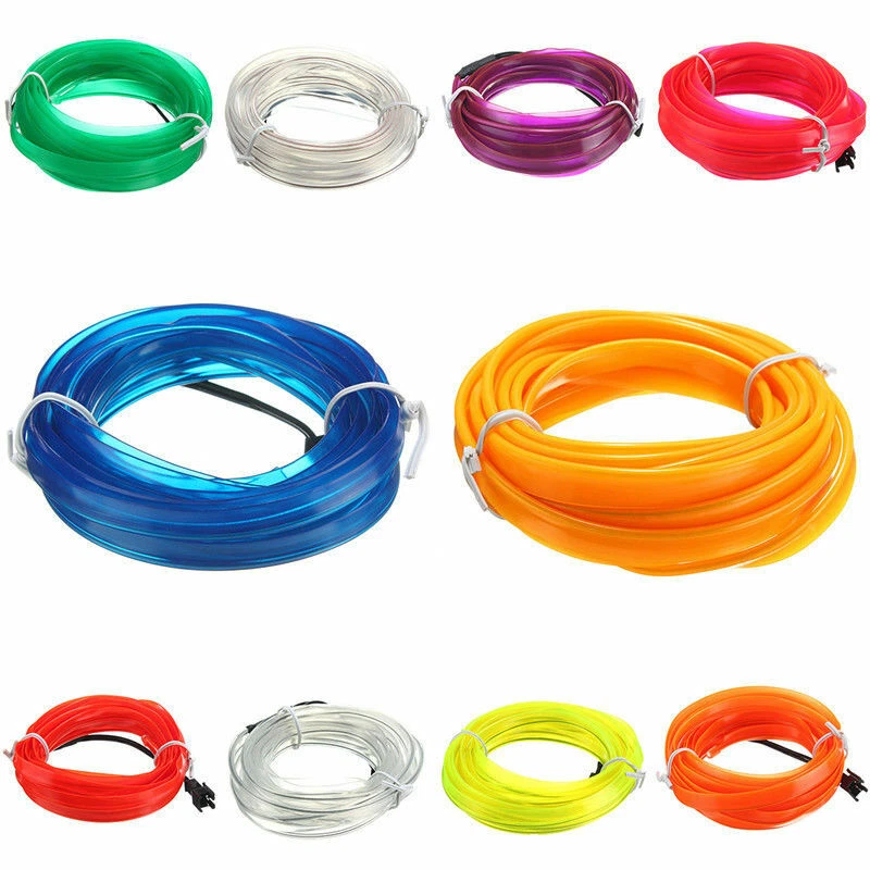 EL Wire Neon Lights LED Lamp Flexible Rope Tube LED Strip Party Car Decor 3/12v - Image 2 of 4
