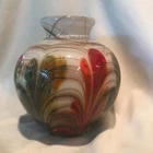 Fenton Art Glass Centennial Collection Dave Fetty Mosaic Feather Vase