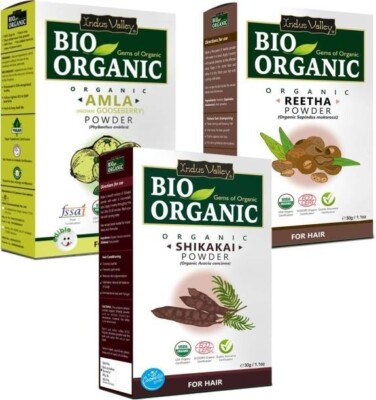 Indus Valley BIO Organic Amla Powder Shikakai Powder & Reetha Powder ...