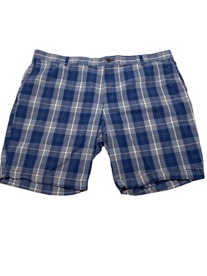 Dockers Men's Shorts Size 44 Blue Gray Plaid Belt Loops, Zipper