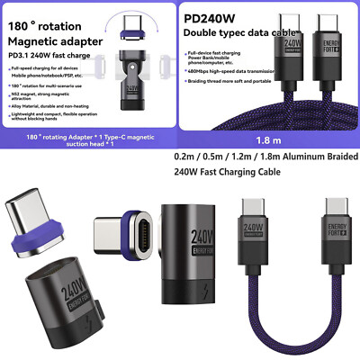 240W Magnetic Typ-C Adapter Laptop Telefon PD3.0 Schnelllade USB Kabel Anschluss