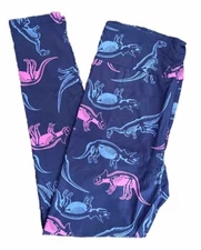 TC Lularoe Tall & Curvy Leggings Dinosaur T-Rex Triceratops Bones Museum