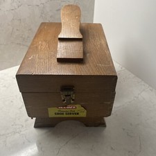 Vintage "KIWI" Genuine Oak Shoe Server Shoeshine Wood Box And Accessories