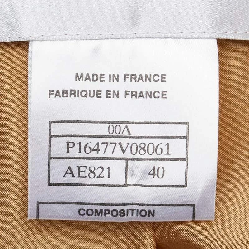 CHANEL Cappotto Lungo Giacca Donna Taglia 40 Beige Marrone Nylon Lana Originale