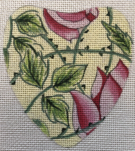 Elaine Magnin Victorian Rose Heart Handpainted Needlepoint Canvas Romantic 24 Ct - Picture 1 of 5