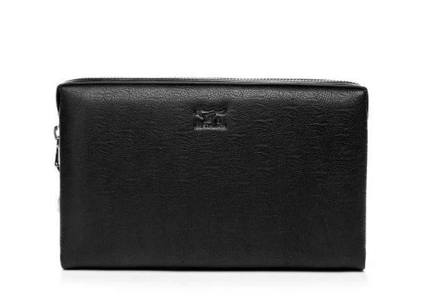 Septwolves Hombres Cuero de Vaca Cartera Monedero Cremallera Bolso sin asas Negro 1172161-01 Foto 3 de 4