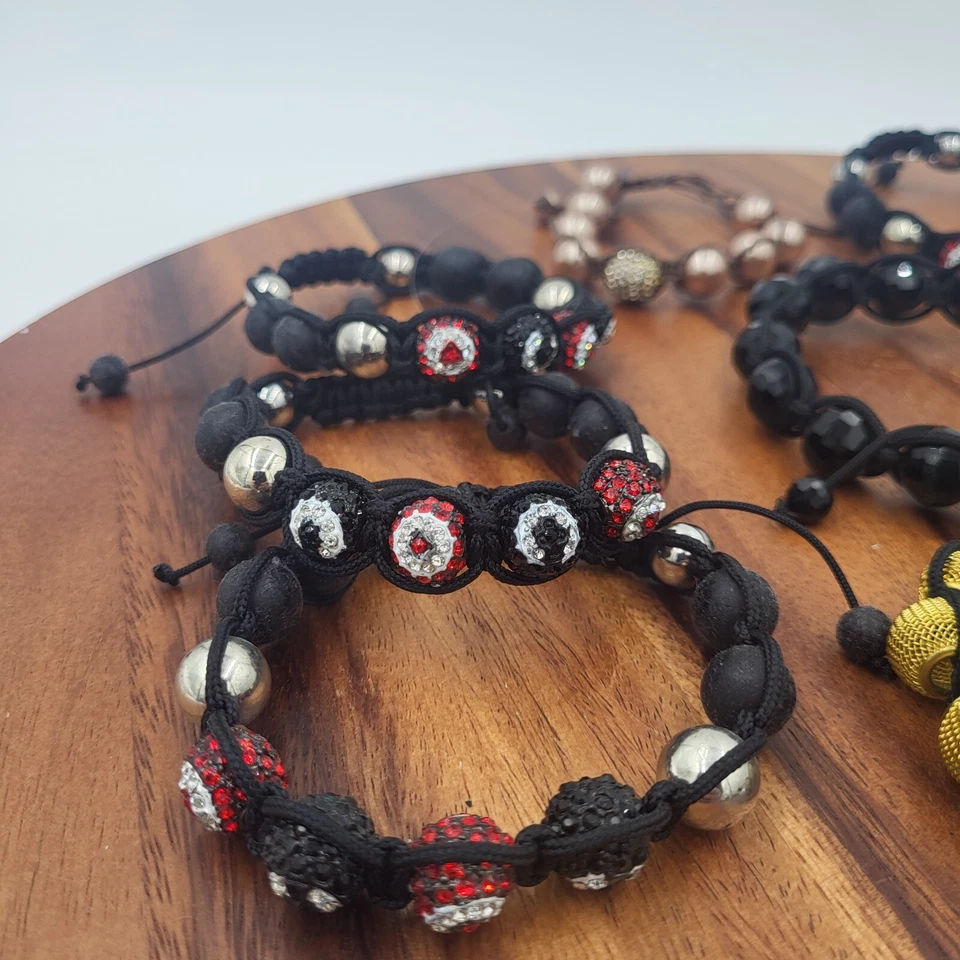 Lote de 10 pulseras Shamballa cordón macramé pesado bonito cristal... pedrería Foto 3 de 4
