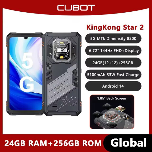 Cubot KingKong Star 2 5G Rugged Phone 144Hz 24GB+256GB 100MP 33W