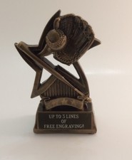 SMALL GOLD BASEBALL RESIN TROPHY  FREE ENGRAVING  SHIPS IN 1 BUSINESS DAY 