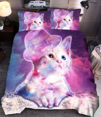 3D Rosa Hutkatze NAM92105 Bett Kissenbezüge Decke Bettdecke Abdeckung Set Fay