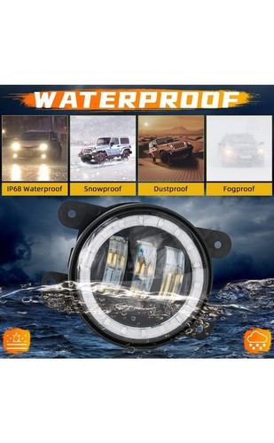 2Pcs 4 Inch RGB Angel Eyes Driving Fog Lights DRL Bluetooth ControllerWrangler J - Picture 4 of 7