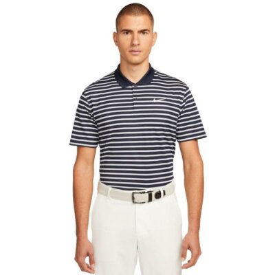 Nike Men's Dri-Fit Men's Striped Golf Polo Black White Sz Small