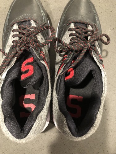 SAUCONY GRID 9000 LETTERMAN S BLACK GREY WHITE RED LEATHER WOOL S70259-1 Sz 10 - Picture 3 of 5