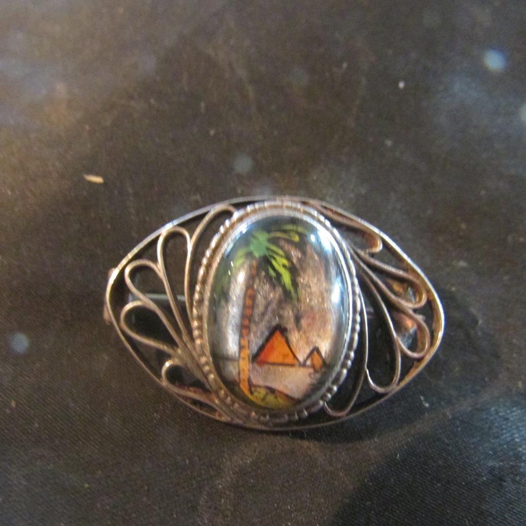 Edwardian Solid Silver Tropical Scene Butterfly W… - image 1