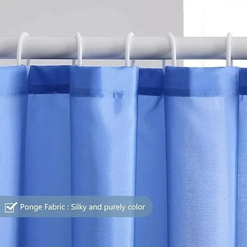 Bathroom Shower Curtain–Plain Blue Polyester 72x78 Inches, Waterproof & Durable - Picture 4 of 7