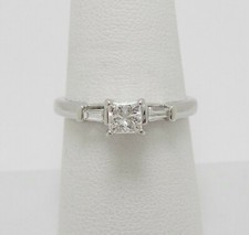 3Ct Princess VVS1 Moissanite Three Stone Engagement Ring 14K White Gold Plated