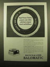 1959 Bausch Lomb Balomatic Slide Projector Ad