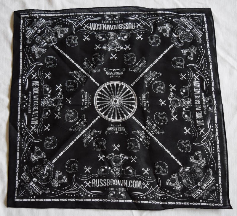 2023 RUSS BROWN BIKER BANDANA - BLACK - NEW