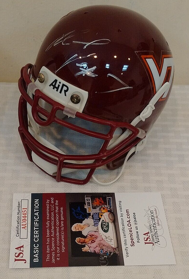 MICHAEL VICK Autographed Signed Mini Virginia Tech Football Helmet JSA Hoakies 