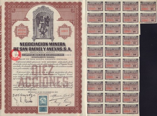 MINING MEXICO Negociacion Minera de San Rafael y Anexas SA 1923 - 第 1/1 張圖片