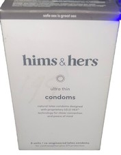 Hims And Hers Ultra Thin Natural Latex Protect Condom 8ct Ex 2/27 FREE FAST SHIP