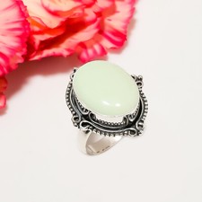 Lemon Chrysoprase Gemstone 925 Sterling Silver Ring Oxidize Jewelry Gift .