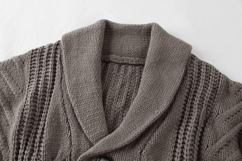 Mens Cable Knit Cardigan Sweater Shawl Collar Loose Fit Long Sleeve Casual  Cardi