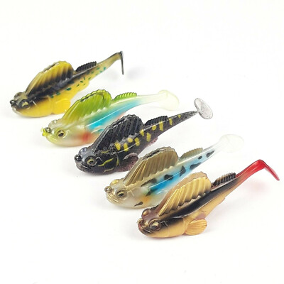 5er Set SHAD 7cm 14g Grundel Gummi Fische Bleikopf Jigkopf Soft Bait Köder Shads