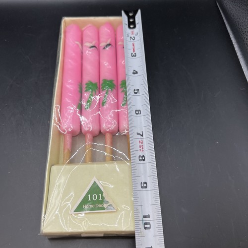 Palm Tree Hummingbird Pink Citronella Torch Candles Set of 4 - Picture 11 of 15