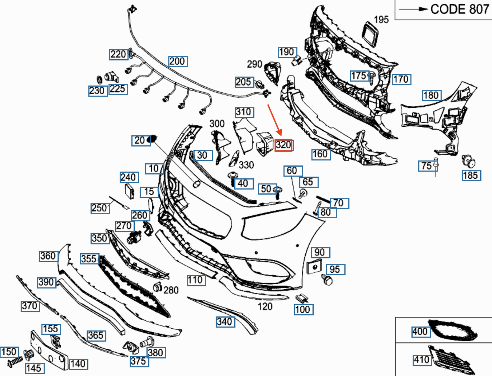 MB S Coupe C217 AMG Luftkanalsegment Vorne Rechts A2175051430