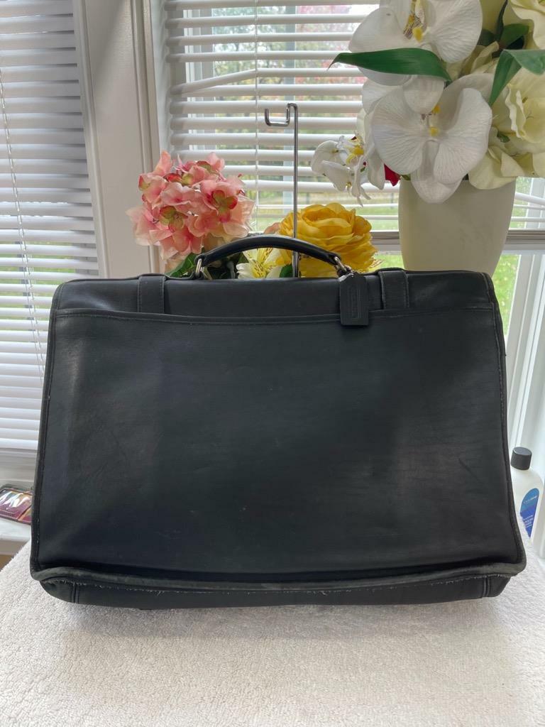 Vintage Black Leather COACH Madison 5325 Briefcase Attache (PU160